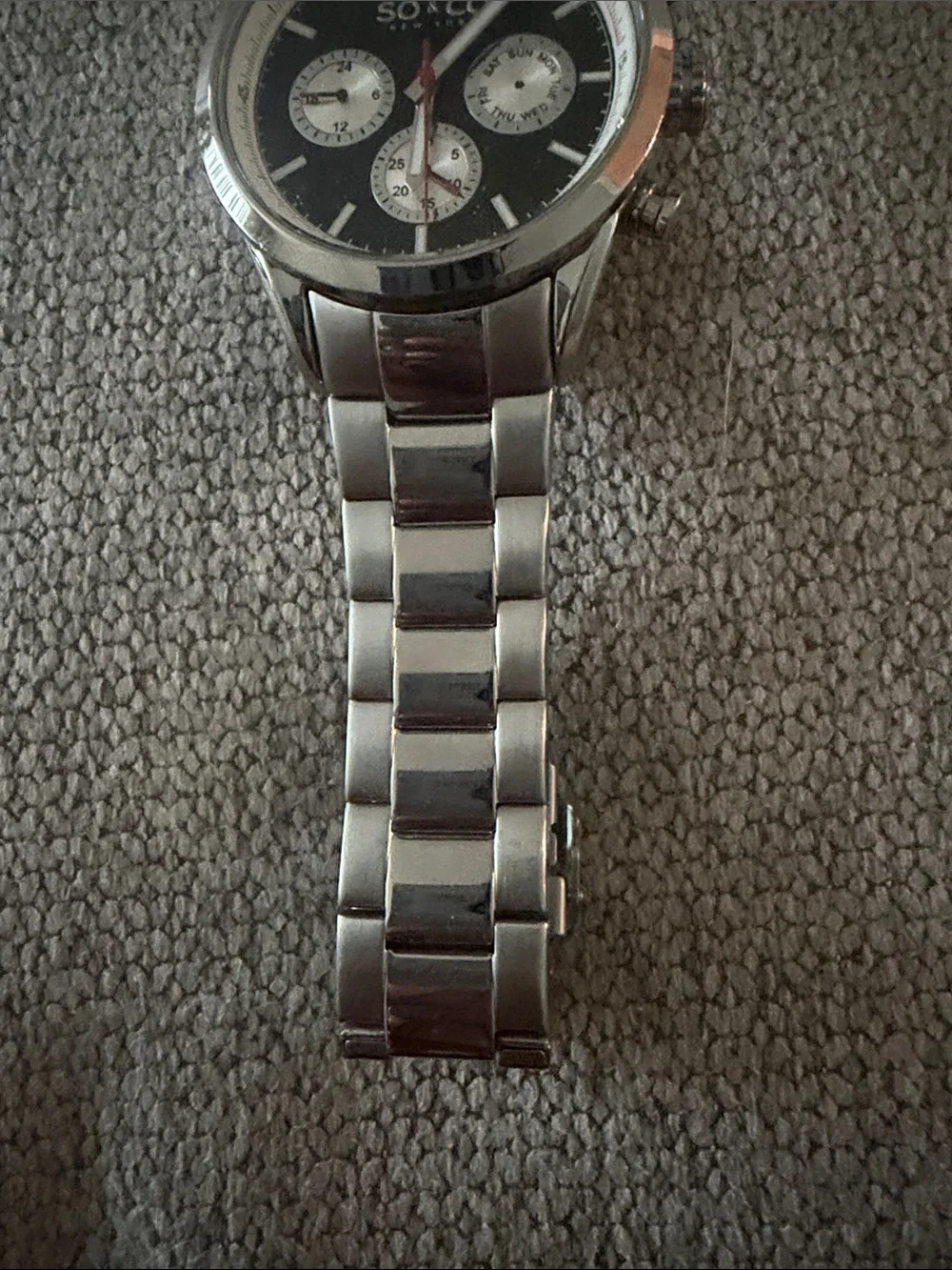 SO & CO Stainless Steel Chronograph Watch - Black Dial